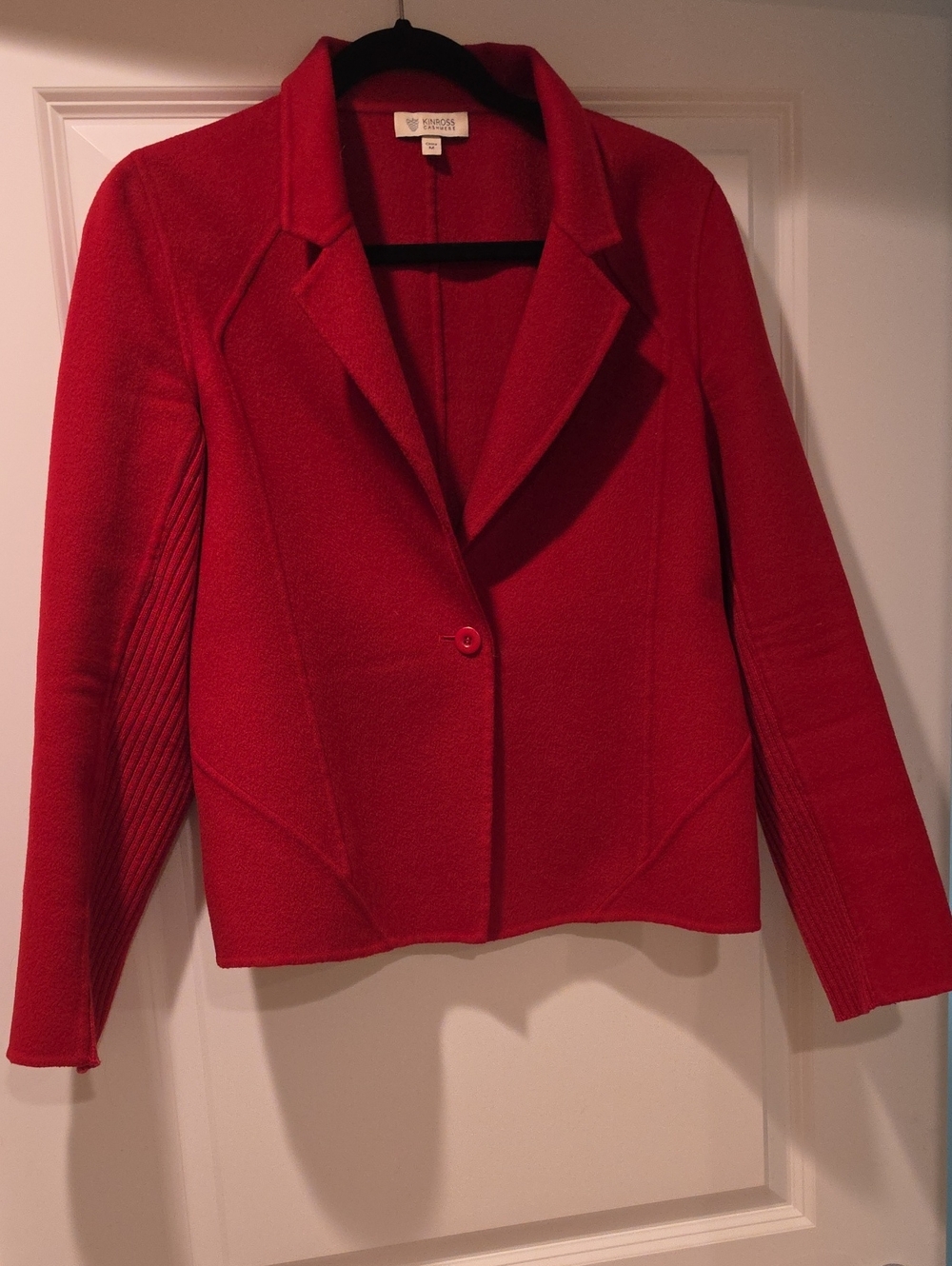 Kinross Cashmere  Red Cashmere-Blend Notch Collar Jacket
